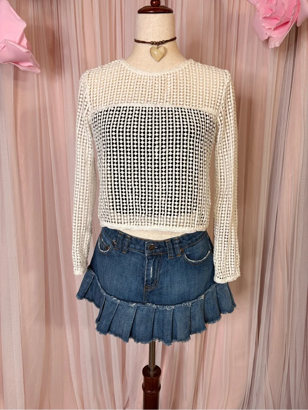 Zara Woman White Crochet Lace Openwork Top XS